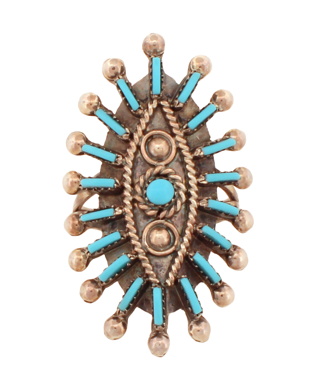 Zuni Native American Needlepoint Turqouise Ring Size 7 SKU233099
