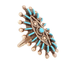 Load image into Gallery viewer, Zuni Native American Needlepoint Turqouise Ring Size 7 SKU233099