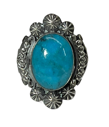 Navajo Native American Campitos Turquoise Ring Size 11 1/2 by Calladitto SKU233100
