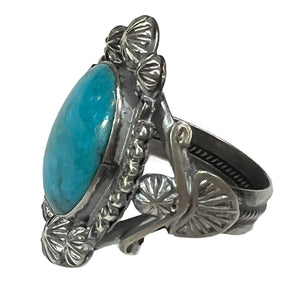 Navajo Native American Campitos Turquoise Ring Size 11 1/2 by Calladitto SKU233100