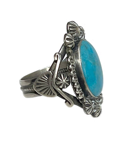 Navajo Native American Campitos Turquoise Ring Size 11 1/2 by Calladitto SKU233100