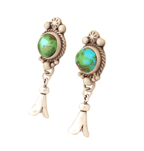 Navajo Native American Sonoran Gold Turquoise Earrings by Francisco SKU233104
