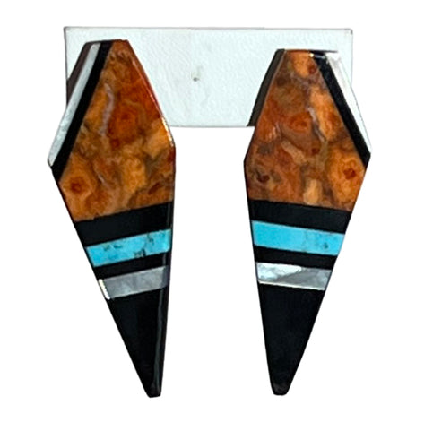 Santo Dominto Turquoise and Coral Inlay Earrings SKU233106