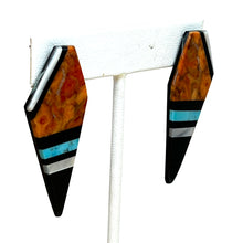 Load image into Gallery viewer, Santo Dominto Turquoise and Coral Inlay Earrings SKU233106