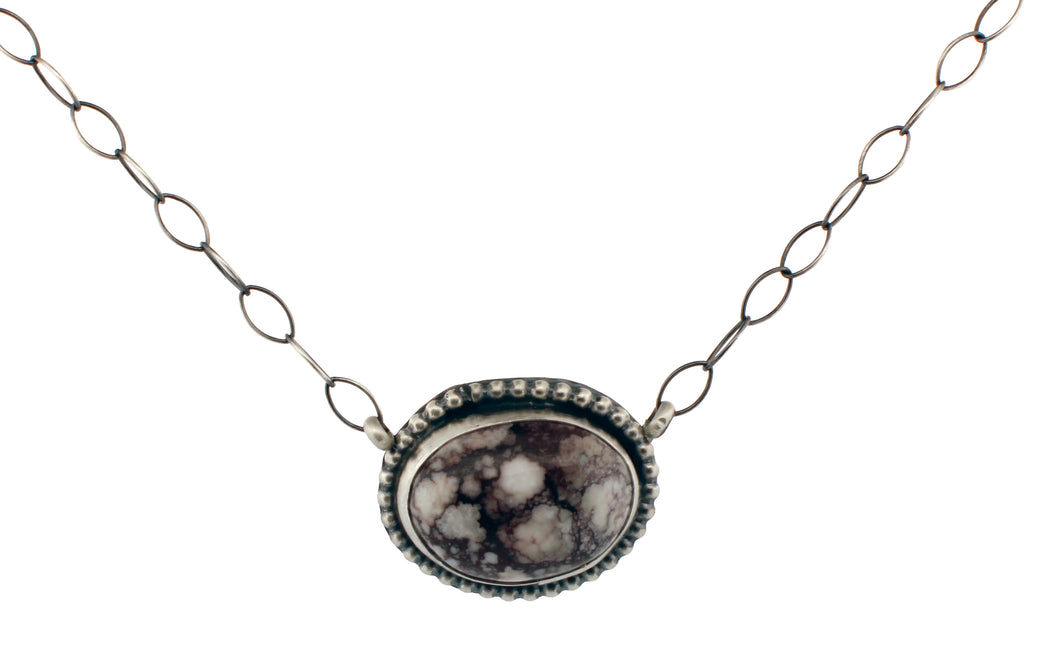 Navajo Native American Wild Horse Magnesite Necklace SKU233107