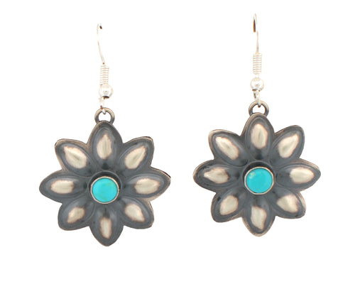 Navajo Native American Kingman Turquoise Earrings by Robert Johnson SKU233109