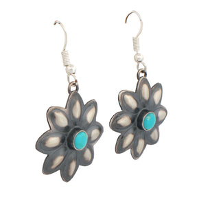 Navajo Native American Kingman Turquoise Earrings by Robert Johnson SKU233109