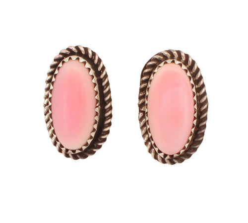 Navajo Native American Pink Conch Shell Earrings by Perry SKU233116