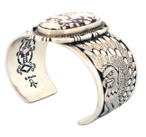 Navajo Native American Eagle and Wild Horse Magnesite Bracelet by Charley