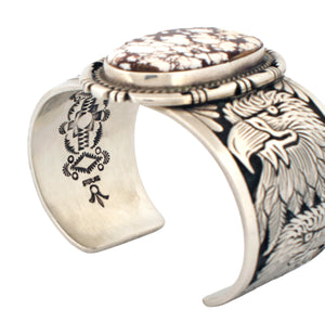 Navajo Native American Eagle and Wild Horse Magnesite Bracelet by Charley