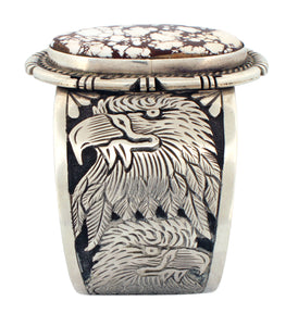 Navajo Native American Eagle and Wild Horse Magnesite Bracelet by Charley