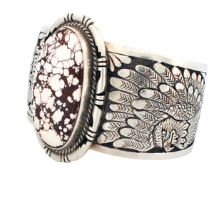 Navajo Native American Eagle and Wild Horse Magnesite Bracelet by Charley