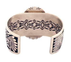 Navajo Native American Eagle and Wild Horse Magnesite Bracelet by Charley
