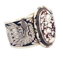 Load image into Gallery viewer, Navajo Native American Eagle and Wild Horse Magnesite Bracelet by Charley