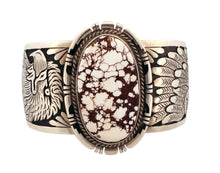 Load image into Gallery viewer, Navajo Native American Eagle and Wild Horse Magnesite Bracelet by Charley