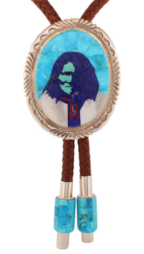 Navajo Native American Geronimo Inlay Bolo Tie by Calvin Desson