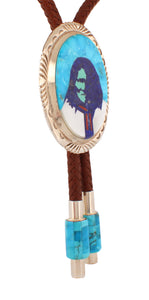 Navajo Native American Geronimo Inlay Bolo Tie by Calvin Desson