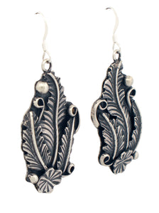 Navajo Native American Traditional Sterling feather earrings by Yazzie SKU233125