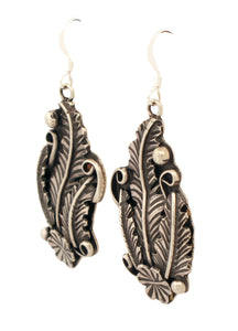 Navajo Native American Traditional Sterling feather earrings by Yazzie SKU233125