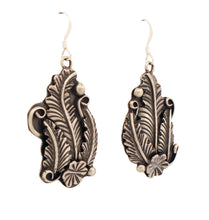 Load image into Gallery viewer, Navajo Native American Traditional Sterling feather earrings by Yazzie SKU233126