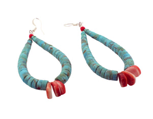 Santo Domingo Pueblo Kingman Turquoise and Shell Earrings SKU233127