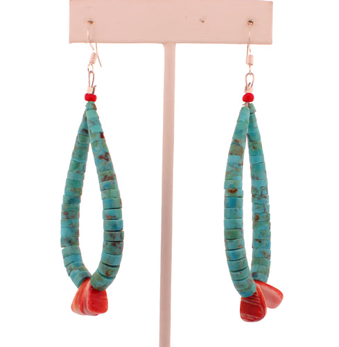 Santo Domingo Pueblo Kingman Turquoise and Shell Earrings SKU233127