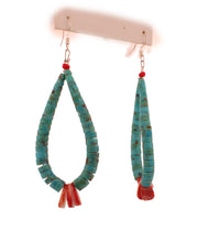 Load image into Gallery viewer, Santo Domingo Pueblo Kingman Turquoise and Shell Earrings SKU233127