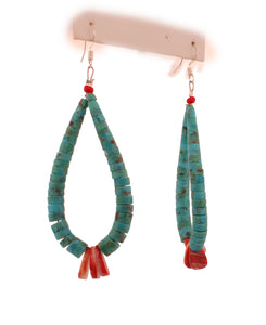 Santo Domingo Pueblo Kingman Turquoise and Shell Earrings SKU233127