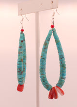 Load image into Gallery viewer, Santo Domingo Pueblo Kingman Turquoise and Shell Earrings SKU233127