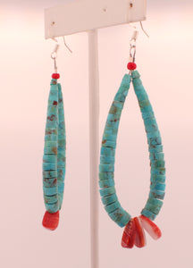Santo Domingo Pueblo Kingman Turquoise and Shell Earrings SKU233127