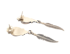 Navajo Native American Orange Shell and Feather Earrings by Chris Charley SKU233129