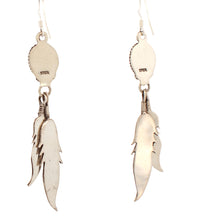 Load image into Gallery viewer, Navajo Native American Kingman Turquoise and Feather Earrings by Chris Charley SKU233130