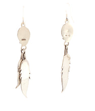 Load image into Gallery viewer, Navajo Native American Kingman Turquoise and Feather Earrings by Chris Charley SKU233131