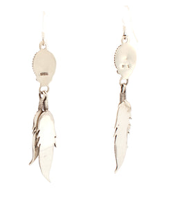 Navajo Native American Kingman Turquoise and Feather Earrings by Chris Charley SKU233131