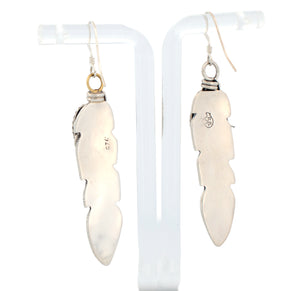 Navajo Native American Campitos Turquoise Feather Earrings SKU233132