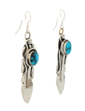 Load image into Gallery viewer, Navajo Native American Campitos Turquoise Feather Earrings SKU233132