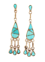 Load image into Gallery viewer, Zuni Native American Kingman Turquoise Inlay Earrings by Lowsayate SKU233135