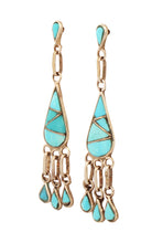 Load image into Gallery viewer, Zuni Native American Kingman Turquoise Inlay Earrings by Lowsayate SKU233135