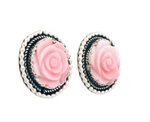 Load image into Gallery viewer, Navajo Native American Pink Conch Shell Flower Earrings by Platero SKU233138