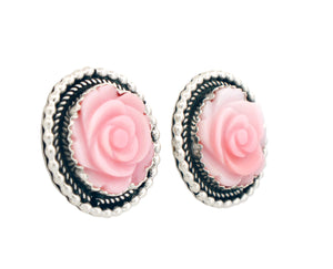 Navajo Native American Pink Conch Shell Flower Earrings by Platero SKU233138
