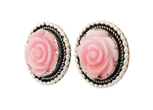 Navajo Native American Pink Conch Shell Flower Earrings by Platero SKU233138