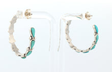 Load image into Gallery viewer, Zuni Native American Campitos Turquoise Hoop Earrings SKU233139