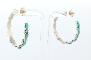Zuni Native American Campitos Turquoise Hoop Earrings SKU233139