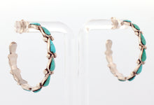 Load image into Gallery viewer, Zuni Native American Campitos Turquoise Hoop Earrings SKU233139