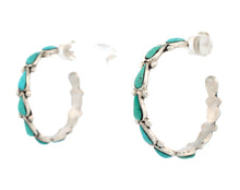 Load image into Gallery viewer, Zuni Native American Campitos Turquoise Hoop Earrings SKU233139