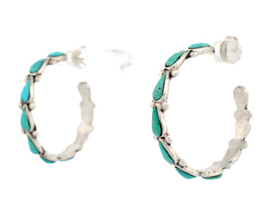 Zuni Native American Campitos Turquoise Hoop Earrings SKU233139