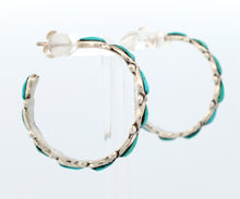 Load image into Gallery viewer, Zuni Native American Campitos Turquoise Hoop Earrings SKU233139