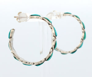 Zuni Native American Campitos Turquoise Hoop Earrings SKU233139