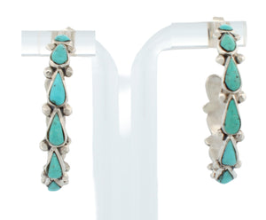 Zuni Native American Campitos Turquoise Hoop Earrings SKU233139