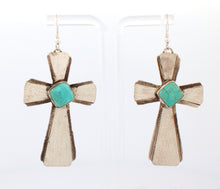 Load image into Gallery viewer, Navajo Native American Campitos Turquoise Cross Earrings by Willie SKU233141